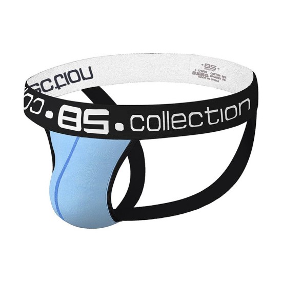 Jockstrap BS - сини мъжки бикини с отворен гръб размер M Мъжки Jockstrap BS синьо-черен размер M