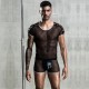 Еротичен мъжки костюм от черна мрежа и wetlook акценти
