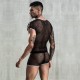 Еротичен мъжки костюм от черна мрежа и wetlook акценти